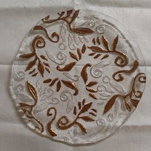 Crate & Barrell Baroque Ind 14.5" Round Platter Inset with Gold